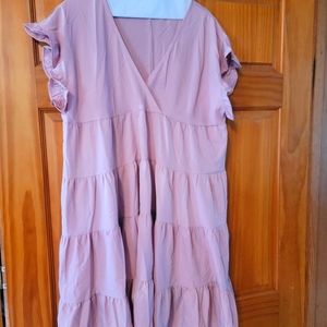 Shein pink ruffle dress size XL new without tags